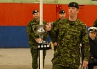 DSC01906  LCol MacDonald exhibits the Stinson Trophy to the soldiers who helped earn the award.